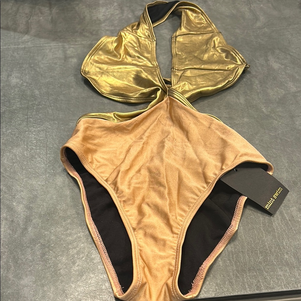 Mint Gold and Pink One Piece Swimsuit